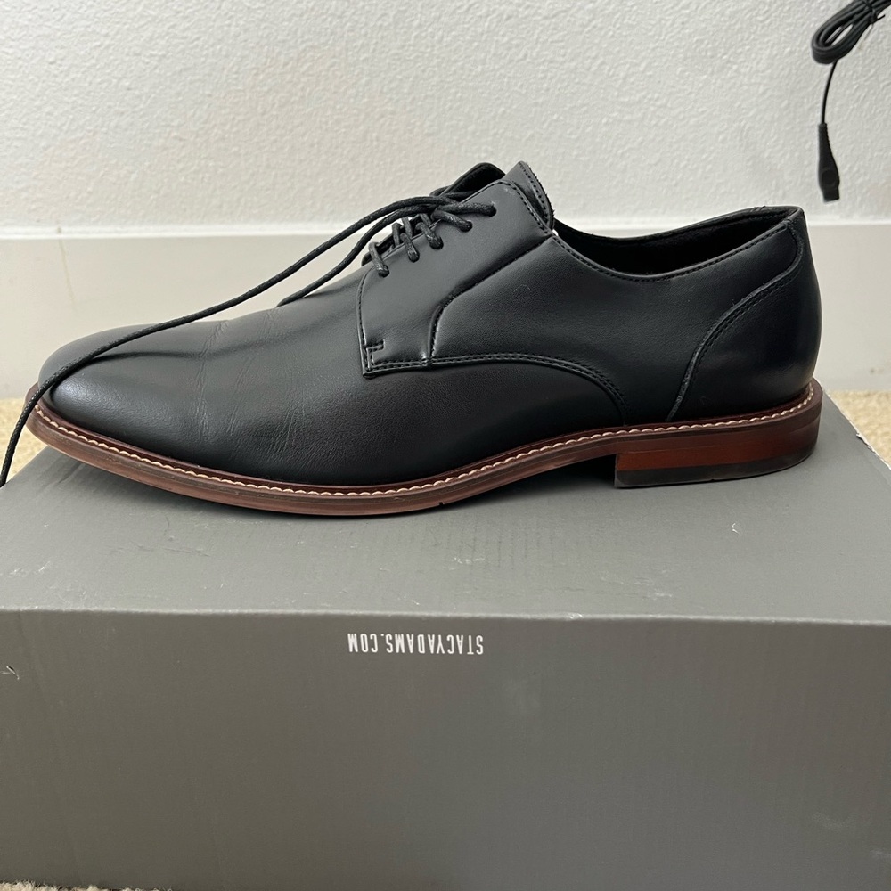 Men's Black Leather Dress shoes Men's Marlton Plain Toe Oxford Shoes